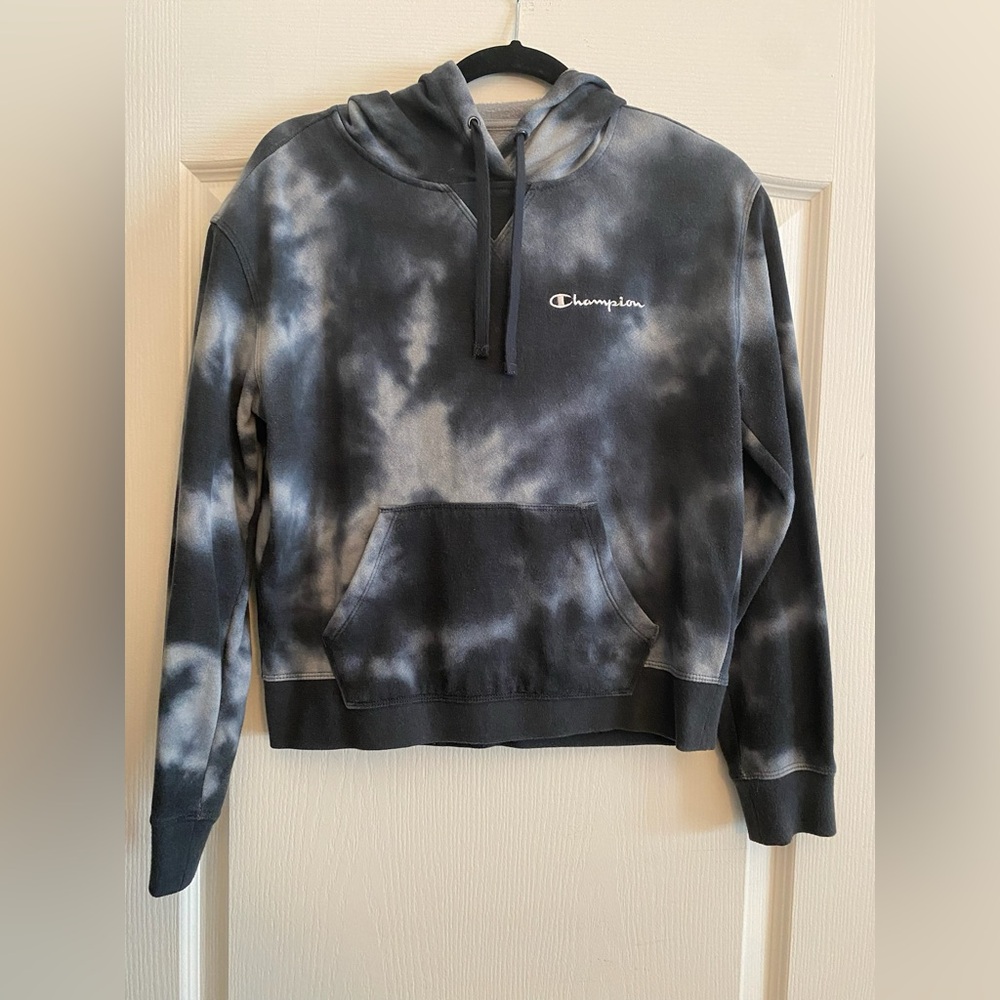 Champion Black and Gray Tie-Dye Hoodie